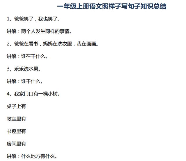 一年级语文上册《仿写句子，词组》，全面练习，经典资料