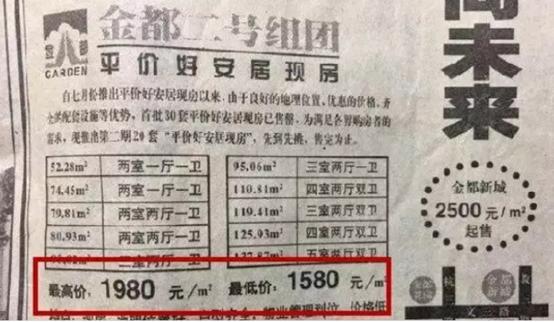 20年前的报纸售房广告，文案温馨，价格感人