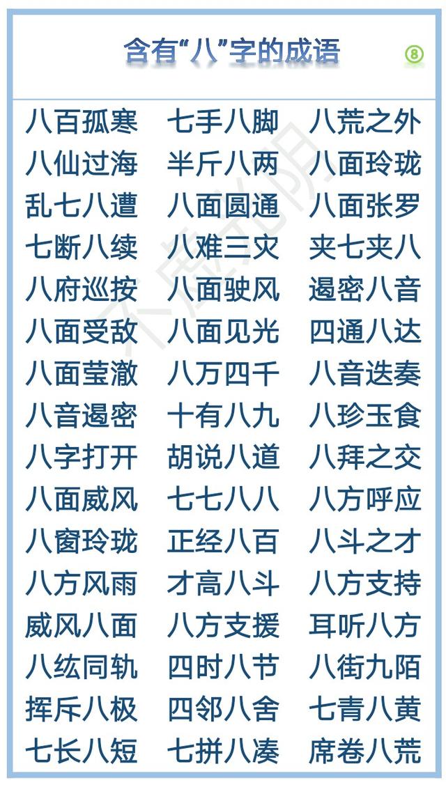 1000个有趣的数字成语汇总，从一、到十到亿，朋友们拿走，不谢！