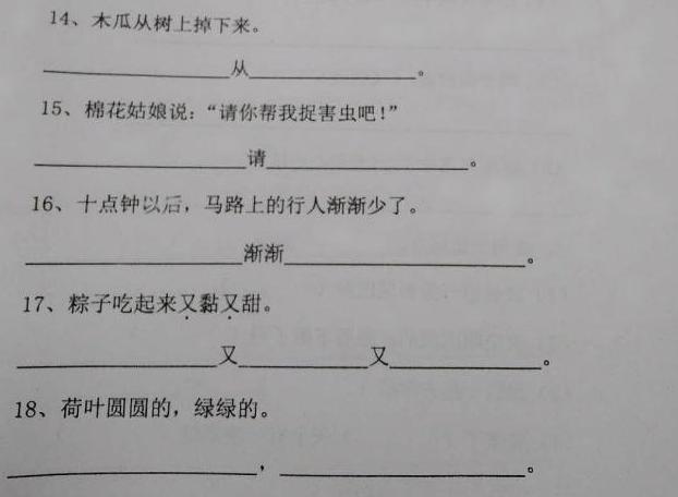 重点小学试卷，一年级语文句子专项：考前给孩子练练