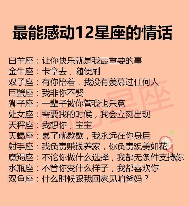 最能感动12星座的情话，你会为此动心吗？