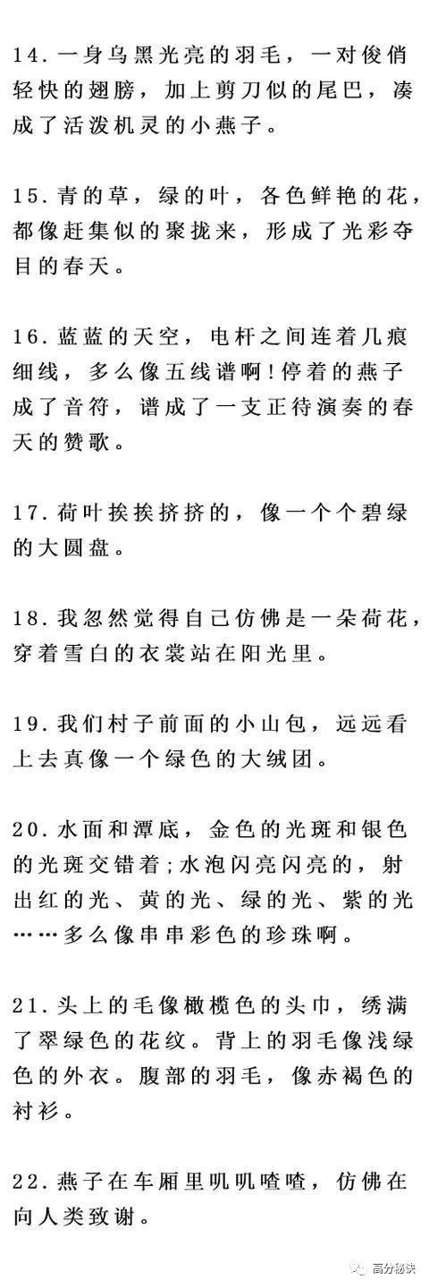 小学语文比喻句汇总，所有经典比喻句都在这里，快给孩子收藏一份