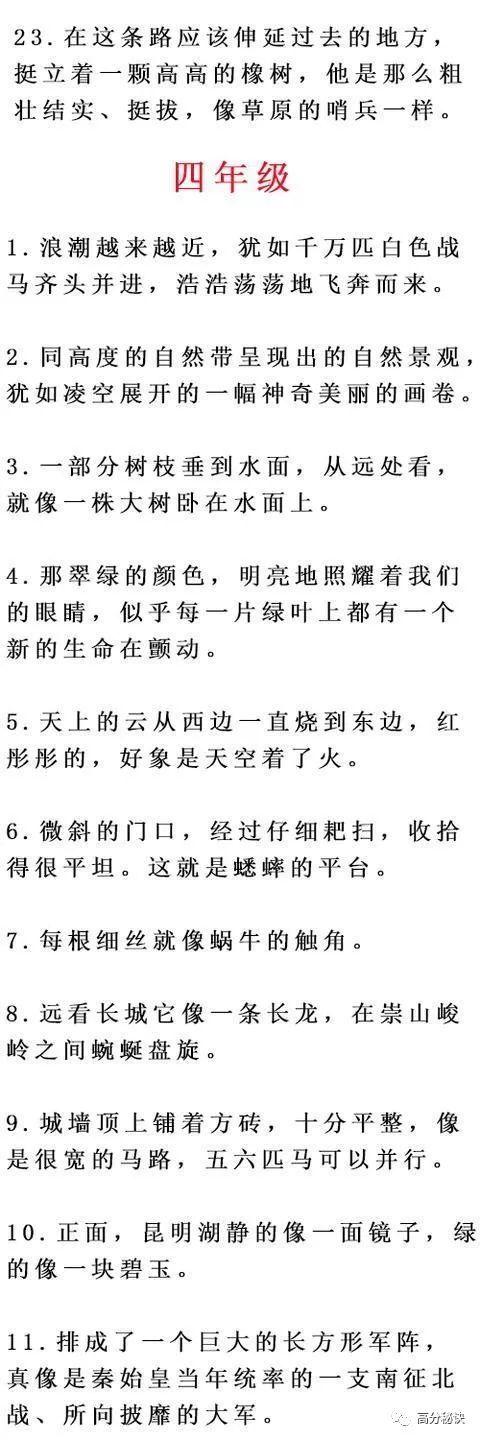 小学语文比喻句汇总，所有经典比喻句都在这里，快给孩子收藏一份