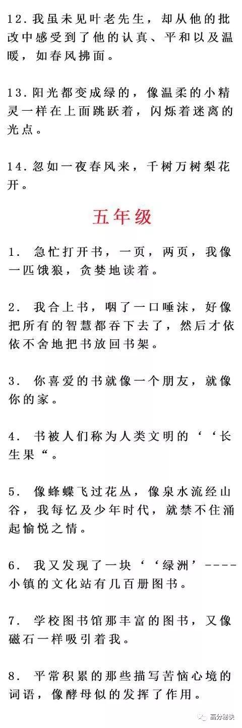 小学语文比喻句汇总，所有经典比喻句都在这里，快给孩子收藏一份