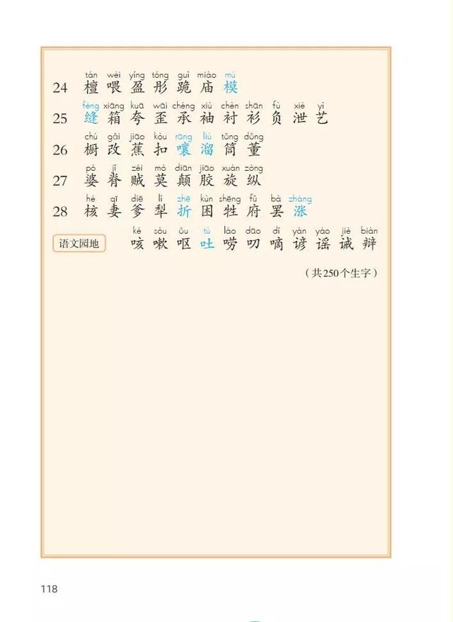 统编版语文1-6年级下册识字表、写字表、词语表，建议摘抄