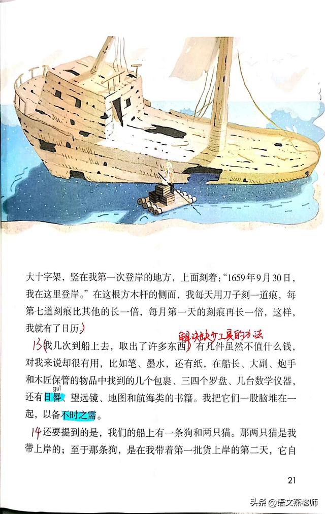 部编版六下：鲁滨逊漂流记手写笔记、课后题解析、难点突破