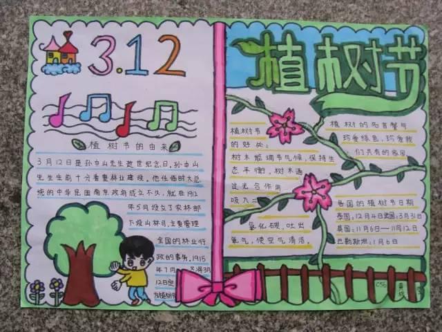 春天到了，植树节的手抄报~小学作文范文，孩子一定用得到！