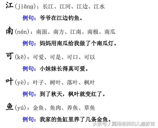 一年级语文上册《生字，组词，造句，常用成语积累》，强烈推荐