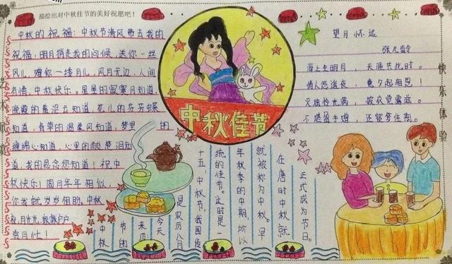 中秋节手抄报模板+好词好句好段好诗，为孩子收藏