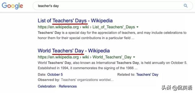 “教师节”是 Teacher's Day 还是 Teachers' Day?