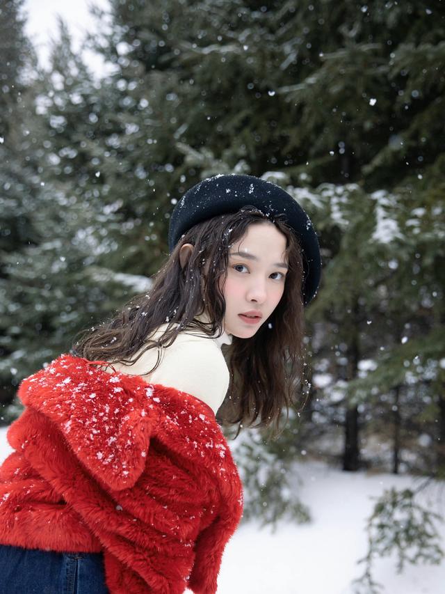 雪中漫步的冬日，一点静谧，一点清纯