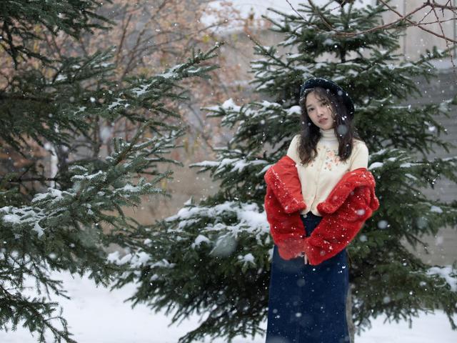 雪中漫步的冬日，一点静谧，一点清纯