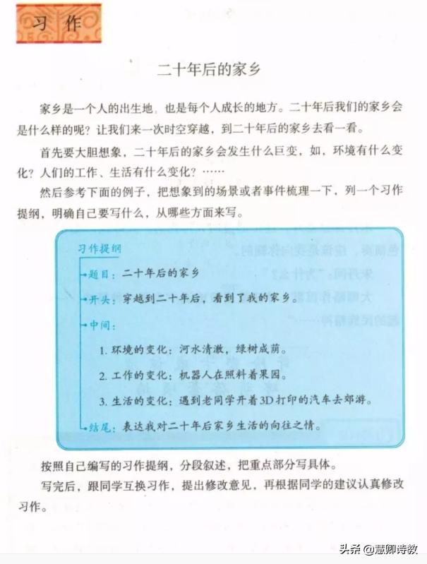 五年级上册习作四《二十年后的家乡》10篇优秀范文，附评语