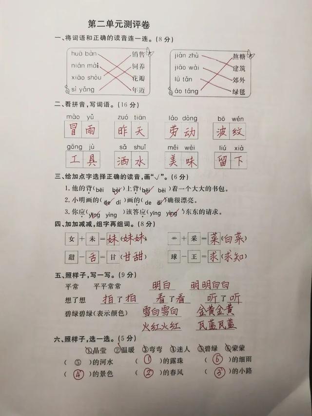 「最适合家长的复习材料」语文二年级下册《语文园地二》复习方法