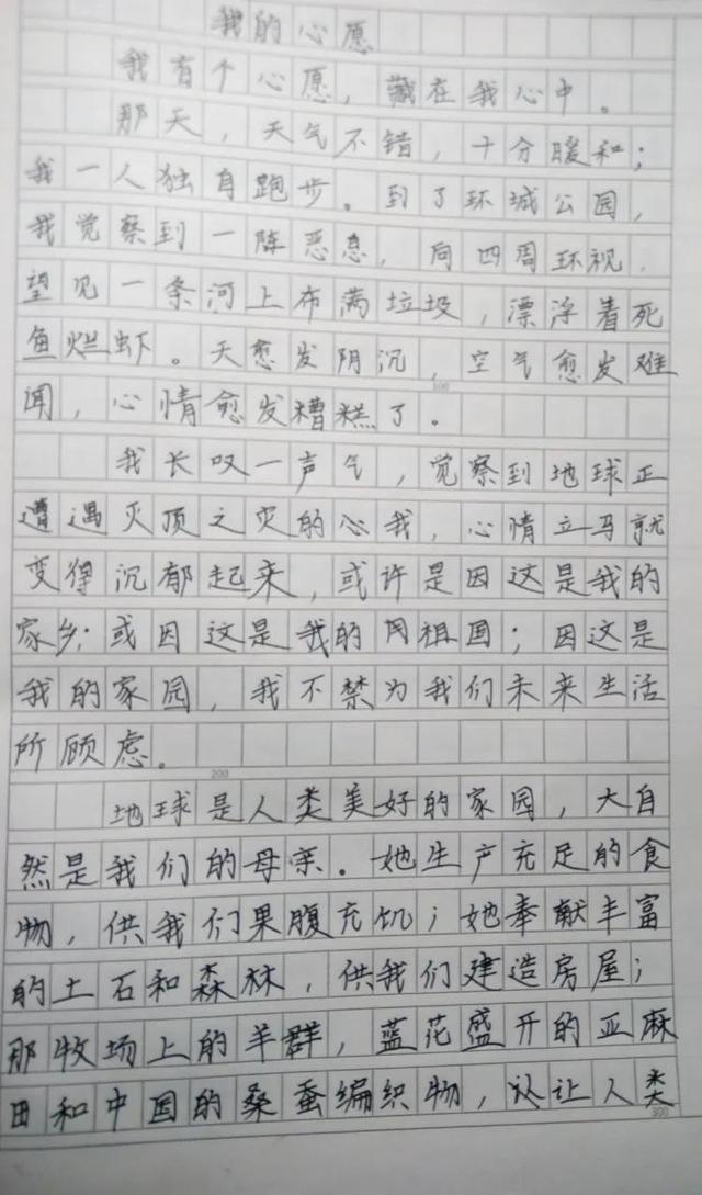 统编六下第四单元优秀作文集选——心愿