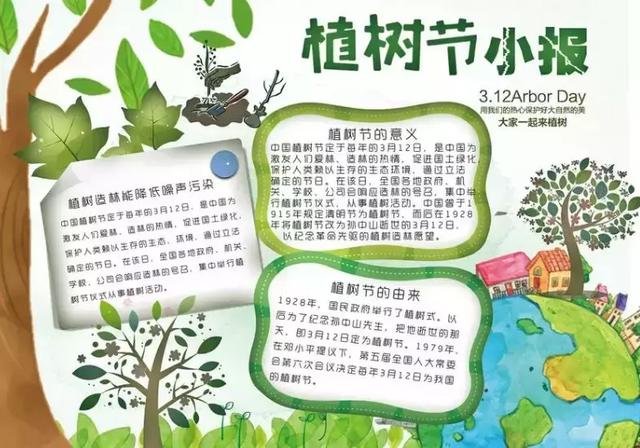 春天到了，关于植树节的手抄报图片内容大全，孩子一定用得到