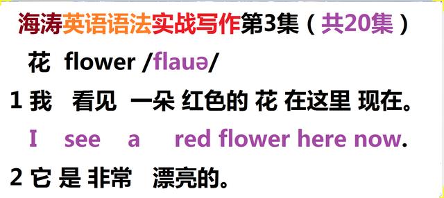 海涛英语语法实战写作：《花》，以下是图片文字记录