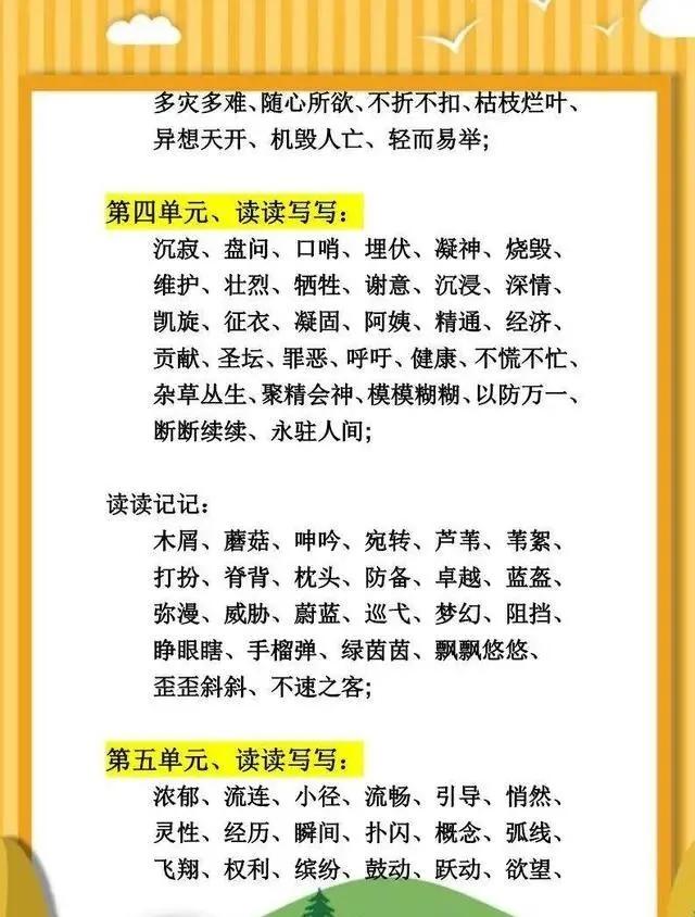 四年级语文：全册词语大全，暑假拿去练习的好资料！建议收藏