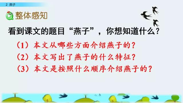 部编版三年级下册语文课文2《燕子》知识点+图文讲解