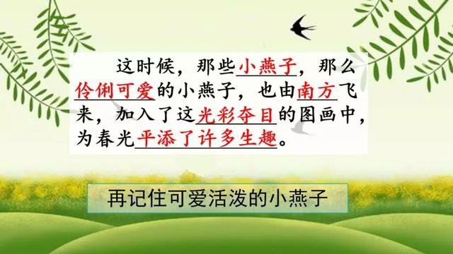 部编版三年级下册语文课文2《燕子》知识点+图文讲解