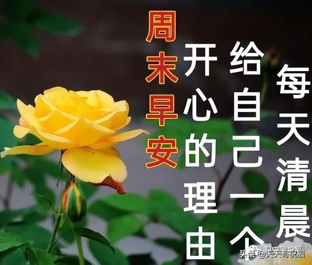 ​周末早上好祝福语表情图带字，温馨早安心语问候语发微信朋友圈